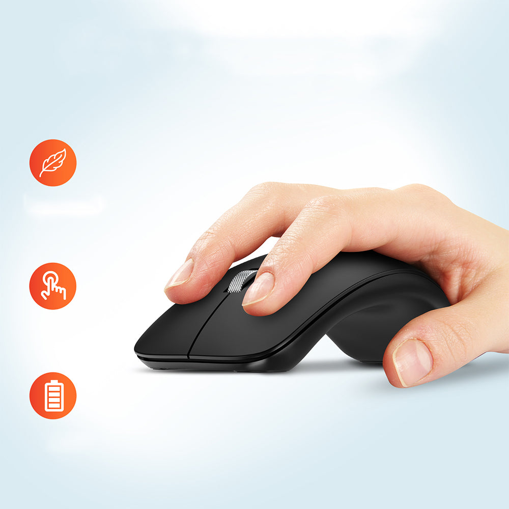 3-Mode Wireless Mouse Battery Powered Bluetooth/2.4Ghz Ergonomic Silent Mouse Black