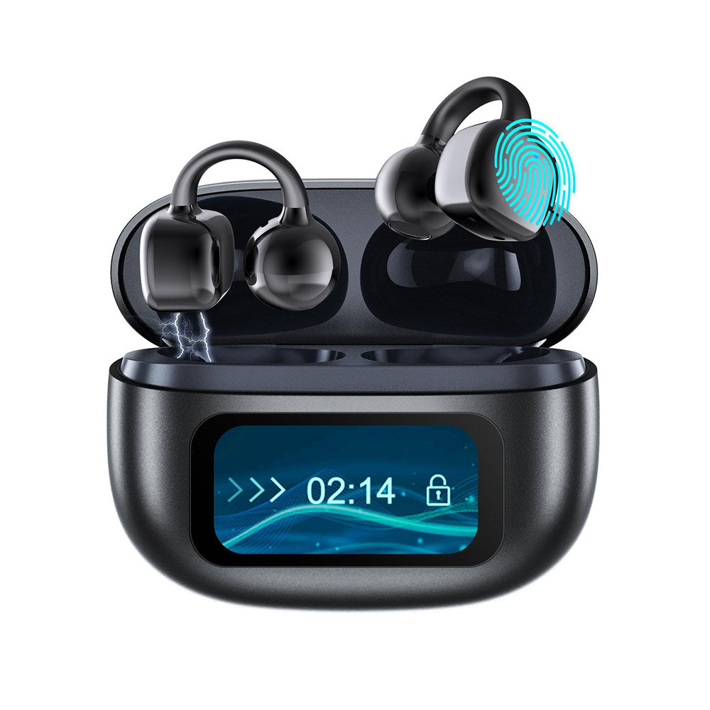 Bluetooth Clip-On Earbuds Open Ear Wireless Headphone for iOS and Android Device Black