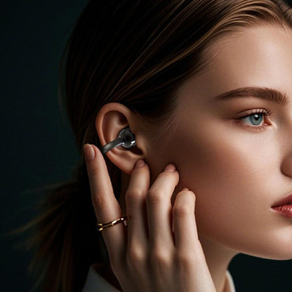 Bluetooth Clip-On Earbuds Open Ear Wireless Headphone for iOS and Android Device Black