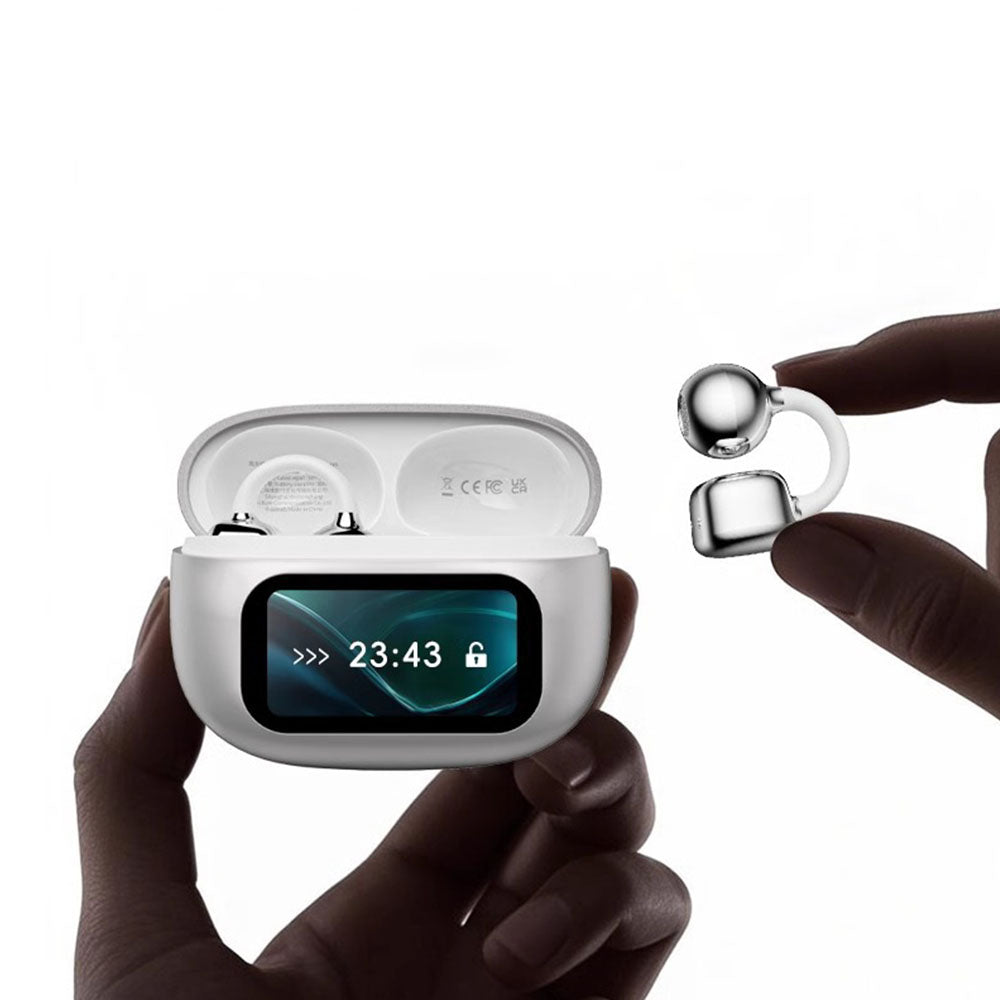 Bluetooth Clip-On Earbuds Open Ear Wireless Headphone for iOS and Android Device White