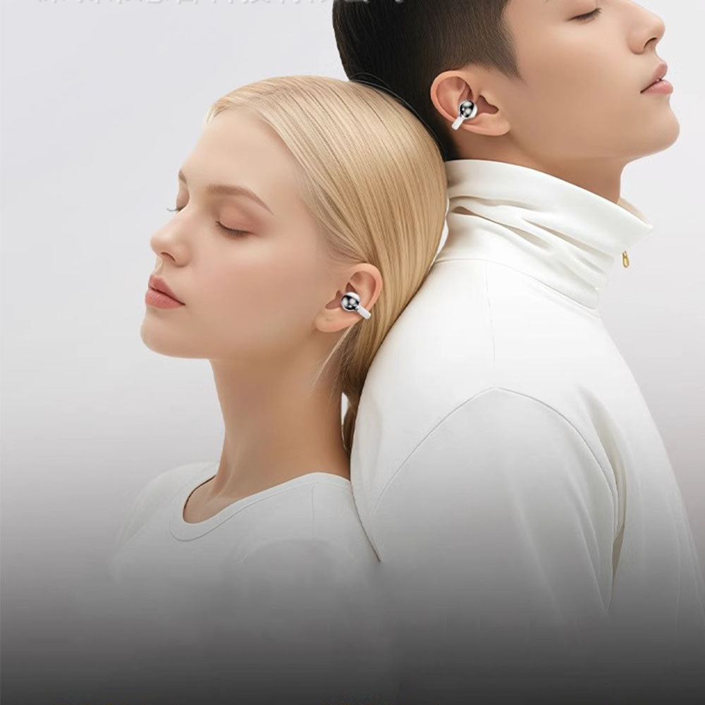 Bluetooth Clip-On Earbuds Open Ear Wireless Headphone for iOS and Android Device White