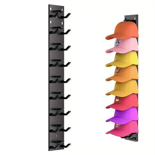 Multi-Tier Baseball Cap Organizer Wall Mounted Hat Storage Rack Display Holder Black