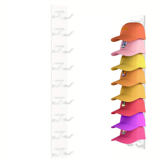 Multi-Tier Baseball Cap Organizer Wall Mounted Hat Storage Rack Display Holder White