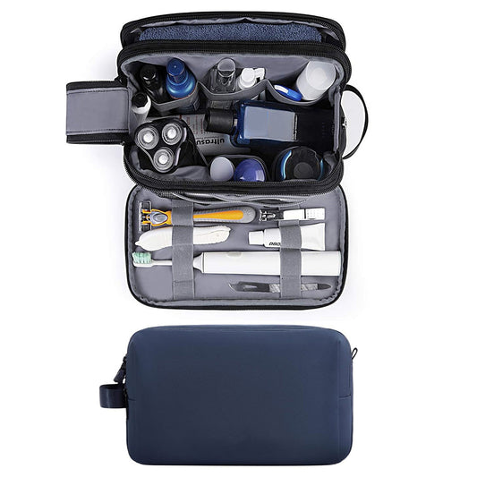 Travel Toiletry Bag Shaving Organizer for Men Women Navy Blue