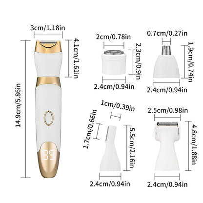 5 in 1 Rechargeable Electric Shaver with LED Display Hair Trimmer for Women Gold