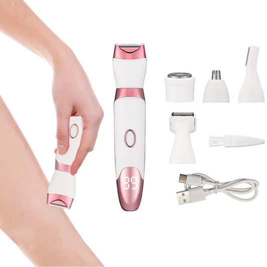 5 in 1 Rechargeable Electric Shaver with LED Display Hair Trimmer for Women Pink