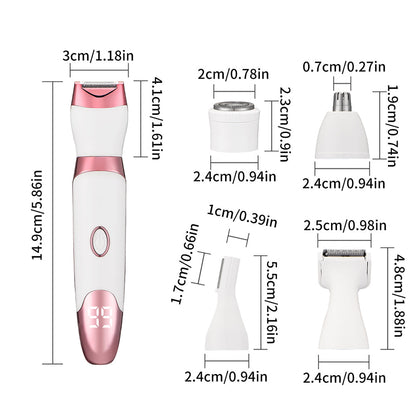 5 in 1 Rechargeable Electric Shaver with LED Display Hair Trimmer for Women Pink