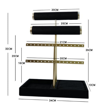 3-Tier Metal Jewelry Display Stand Necklace Earring Organizer with Detachable Arms