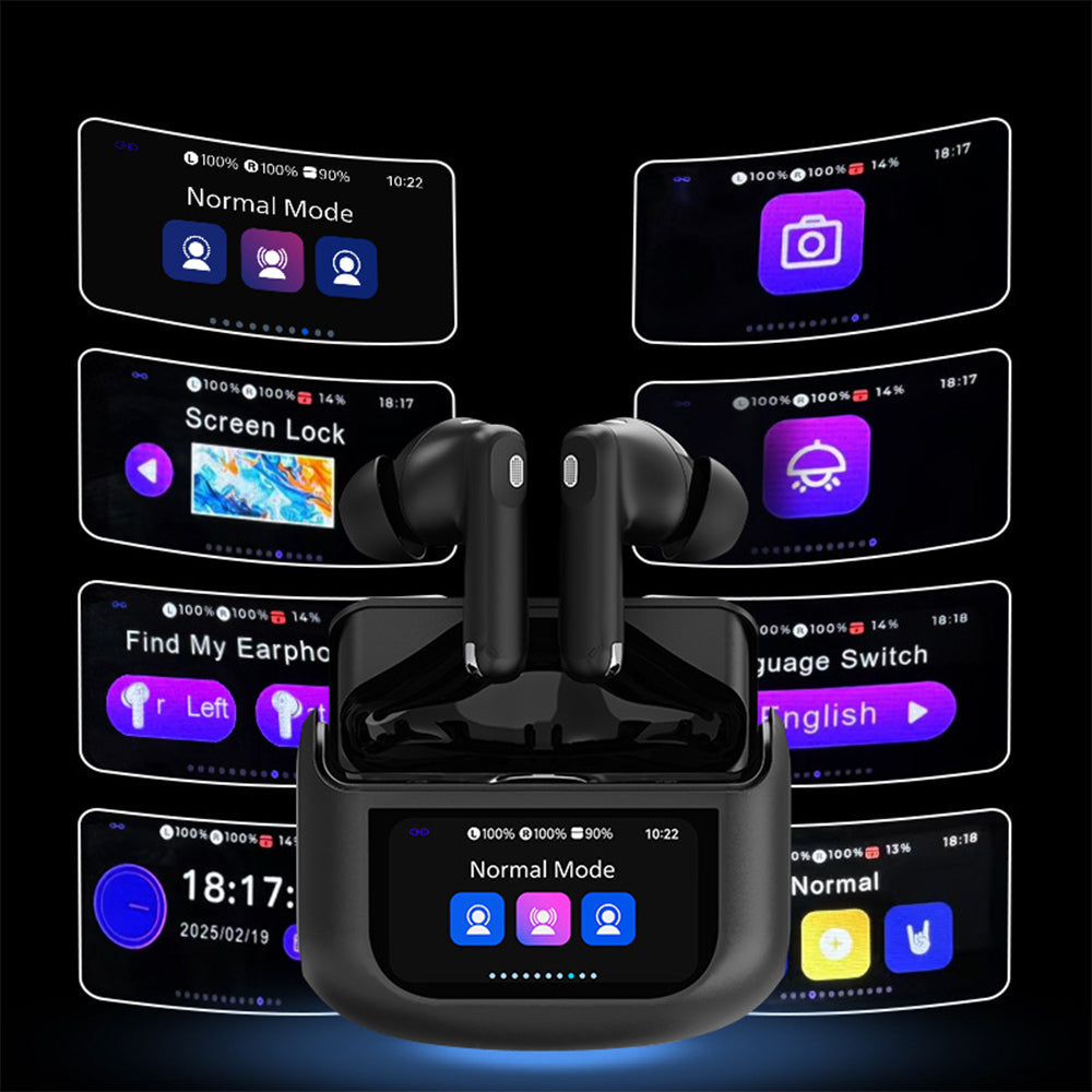Wireless Bluetooth Earbuds with Touch Control Color Screen Case