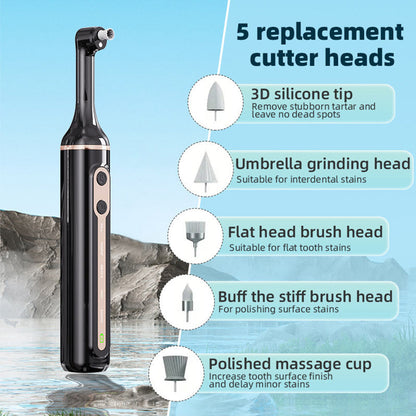 Electric Teeth Whitening Polisher with LED Light 5-Speed Cleaning and Polishing Black