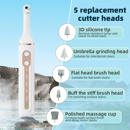 Electric Teeth Whitening Polisher with LED Light 5-Speed Cleaning and Polishing White
