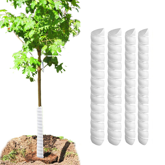 4 Pack Spiral Tree Guards Durable Plastic Trunk Protectors Against Rodents 2 Sizes