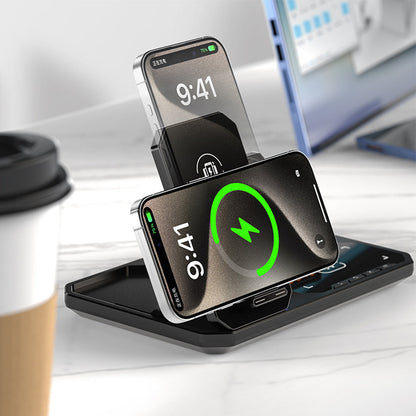 6 in 1 Wireless Charging Station with Bluetooth Speaker Clock and RGB Light