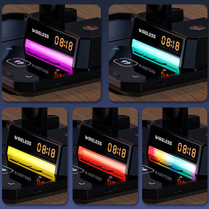 6 in 1 Wireless Charging Station with Bluetooth Speaker Clock and RGB Light