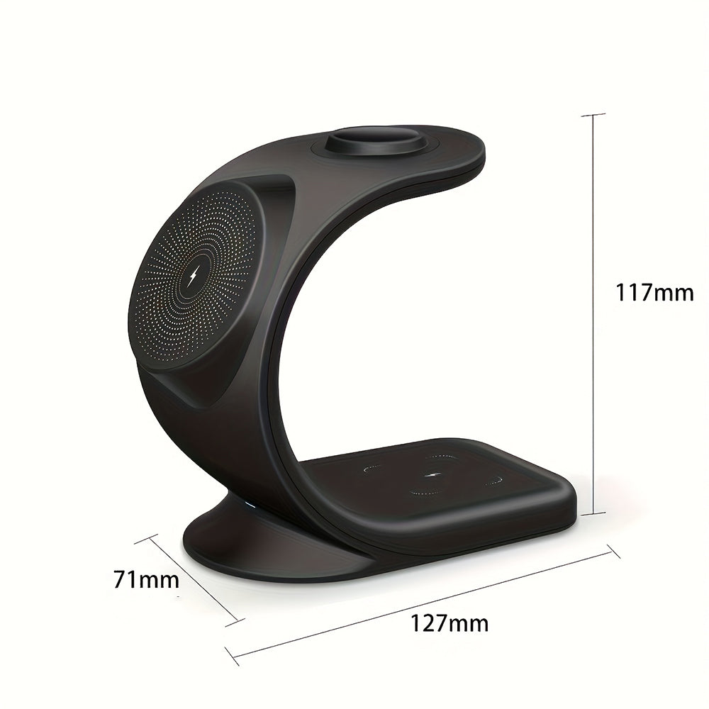 3-in-1 Magnetic Wireless Charging Station 15W Fast Charger for iPhone12 13 Black