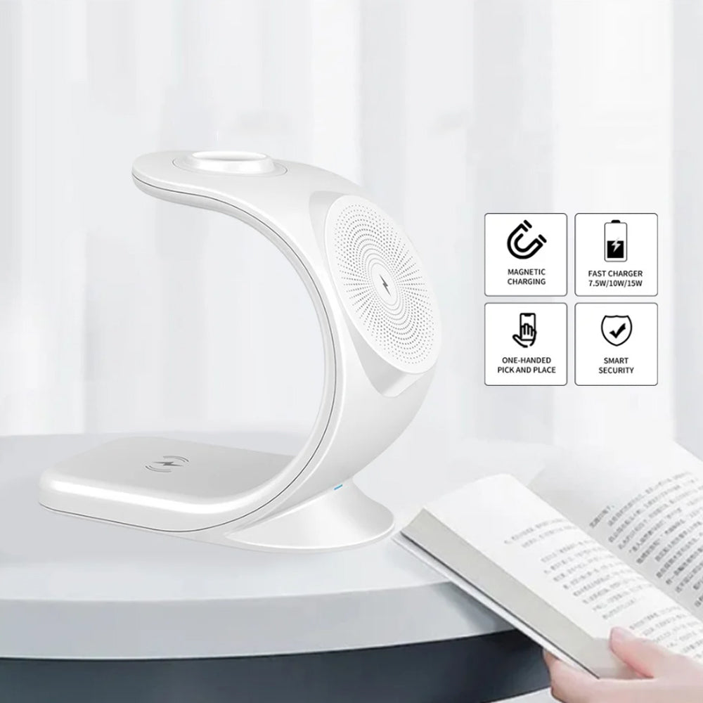 3-in-1 Magnetic Wireless Charging Station 15W Fast Charger for iPhone12 13 White