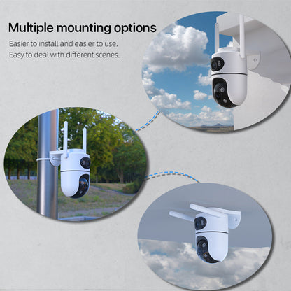 6MP Dual Lens Wireless Security Camera with Night Vision Outdoor Home Surveillance System