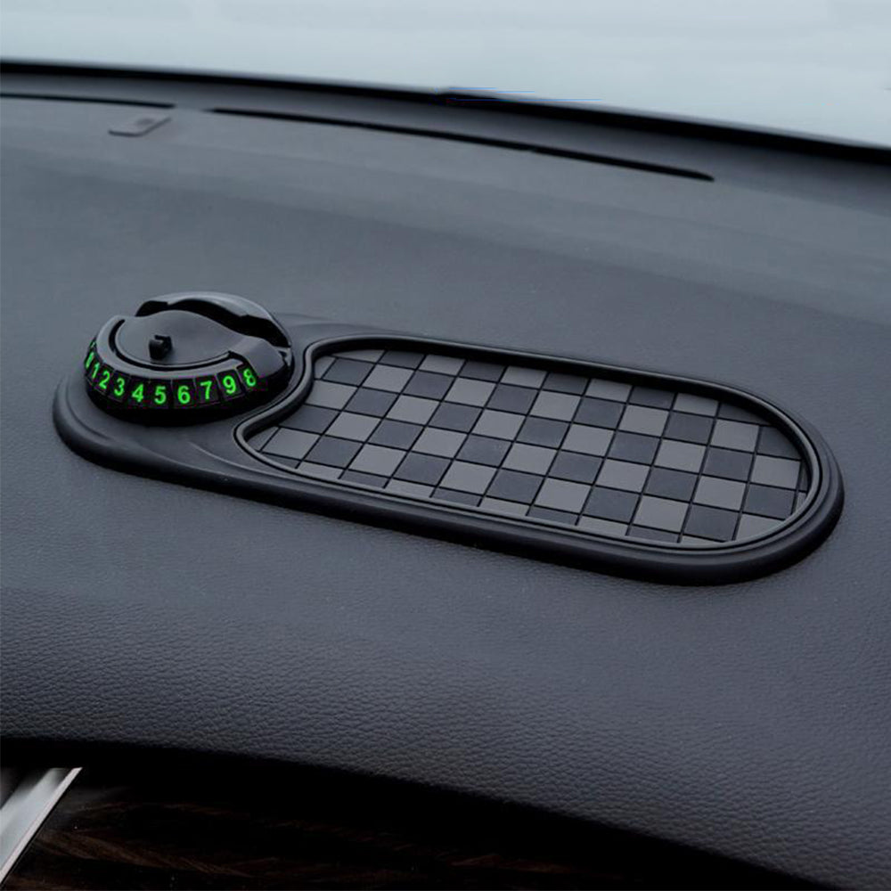Multifunction Car Anti-Slip Mat with Phone Holder & Parking Number Grey
