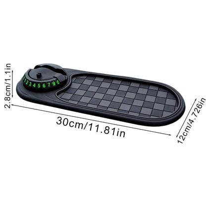 Multifunction Car Anti-Slip Mat with Phone Holder & Parking Number Grey