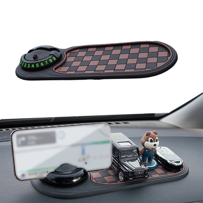 Multifunction Car Anti-Slip Mat with Phone Holder & Parking Number Brown