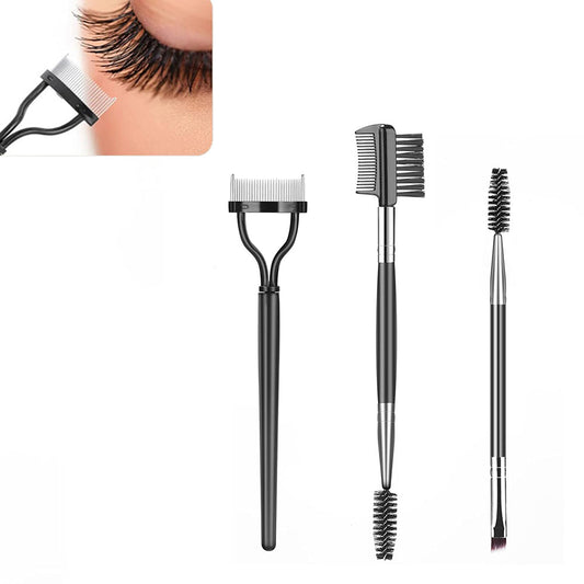 3Pcs Set Eye Makeup Tools Dual-Head Eyebrow Brush Eyelash Separator Brow Comb Lash Spoolie Brush