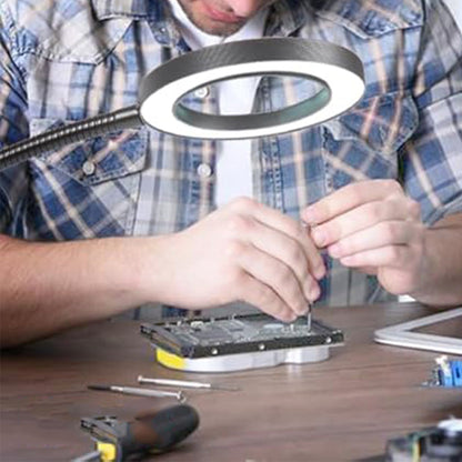 10X Desk Magnifier with LED Light Dimmable Eye-Care  Black Base