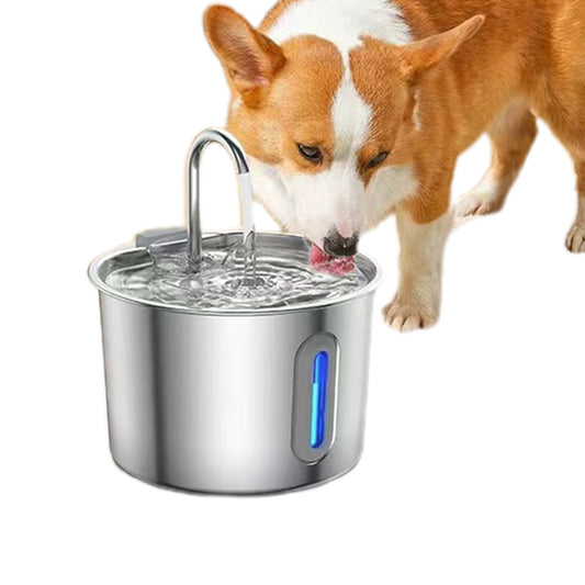 2.2L Stainless Steel Cat Water Fountain USB Powered Pet Drinking Bowl