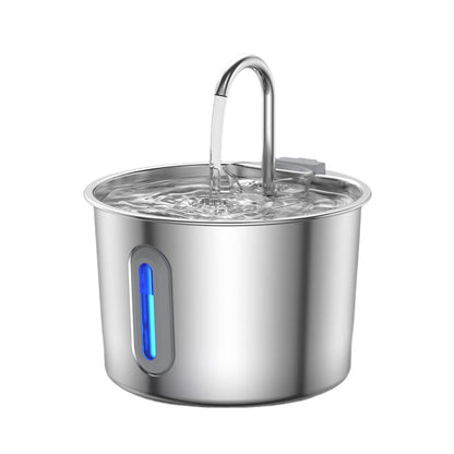 2.2L Stainless Steel Cat Water Fountain USB Powered Pet Drinking Bowl