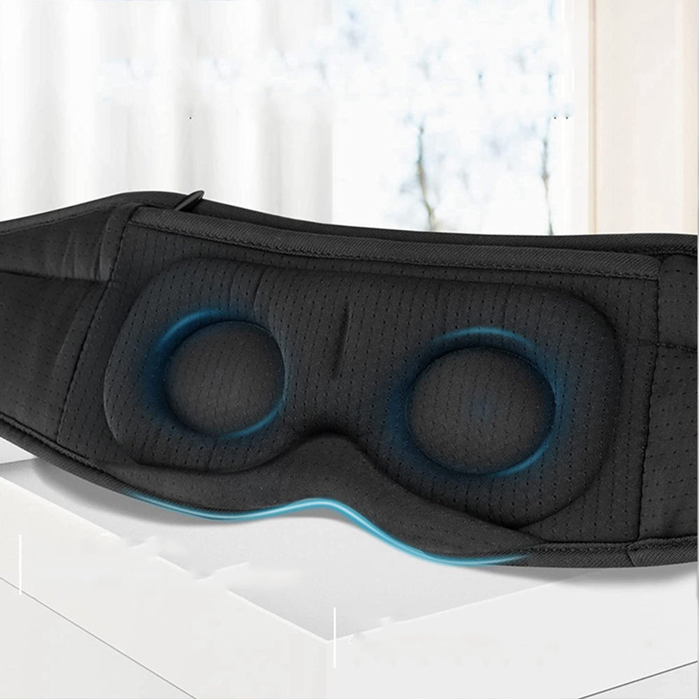 White Noise Bluetooth Sleep Mask Timer & Blackout for Comfortable Sleep Black