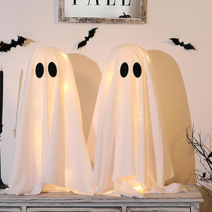 2PCS LED Halloween Ghost Figurines for Indoor & Outdoor Decoration