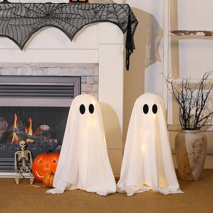 2PCS LED Halloween Ghost Figurines for Indoor & Outdoor Decoration