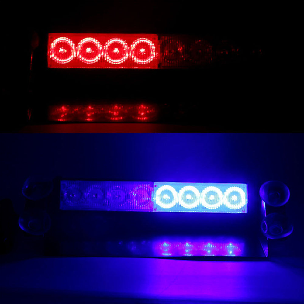 8 LED Red/Blue Car Police Strobe Flash Light Dash Urgency 3 Flashing Lamp