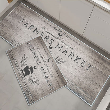 Set of 2Pcs Kitchen Floot Mats PVC Leather Mats for Kitchen Home Style 2