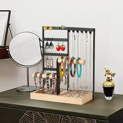 Wooden Jewelry Holder Rack Jewelry Display Stand Ring Bracelet Holder Organize