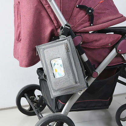 Portable Diaper Changing Pad with Shoulder Strap Water-resistant Diaper Changing Bag Grey