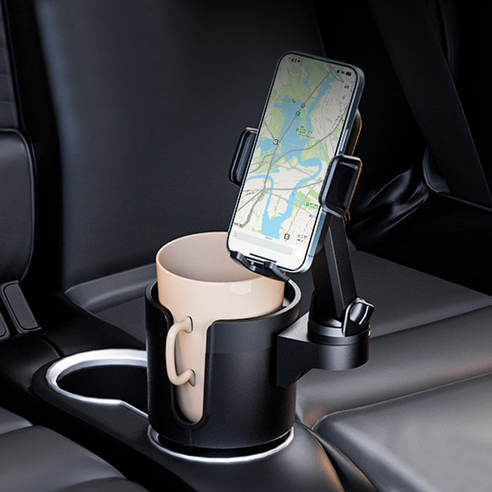 2-in-1 Adjustable Car Cup Holder Phone Mount Stand Expander