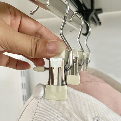 5 Pcs Stainless Steel Metal Hanging Hook Clips Space-Saving Clothespin Travel Hanging Hook Clips Apricot