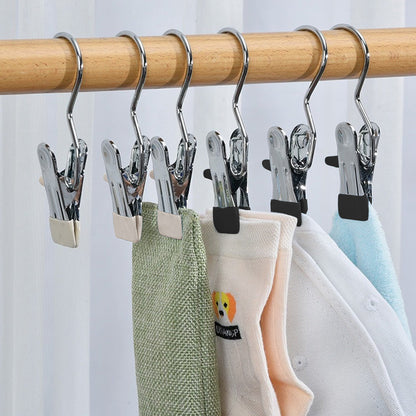 5 Pcs Stainless Steel Metal Hanging Hook Clips Space-Saving Clothespin Travel Hanging Hook Clips Black