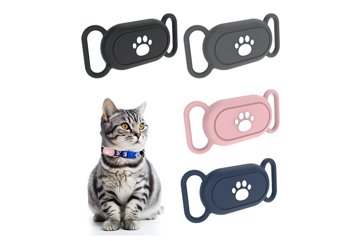 2 Pieces Silicone Pet Collar Holder Case for Samsung Galaxy SmartTag 2 - Cat paw