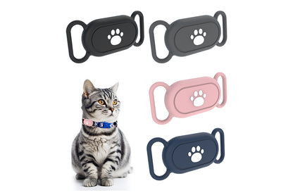 2 Pieces Silicone Pet Collar Holder Case for Samsung Galaxy SmartTag 2 - Cat paw