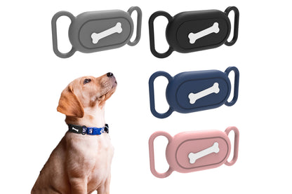 2 Pieces Silicone Pet Collar Holder Case for Samsung Galaxy SmartTag 2 - Bone