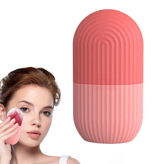 Reusable Ice Facial Roller Silicone Anti Wrinkle Face Massager Eye Facial Beauty Skin Care Tool Pink