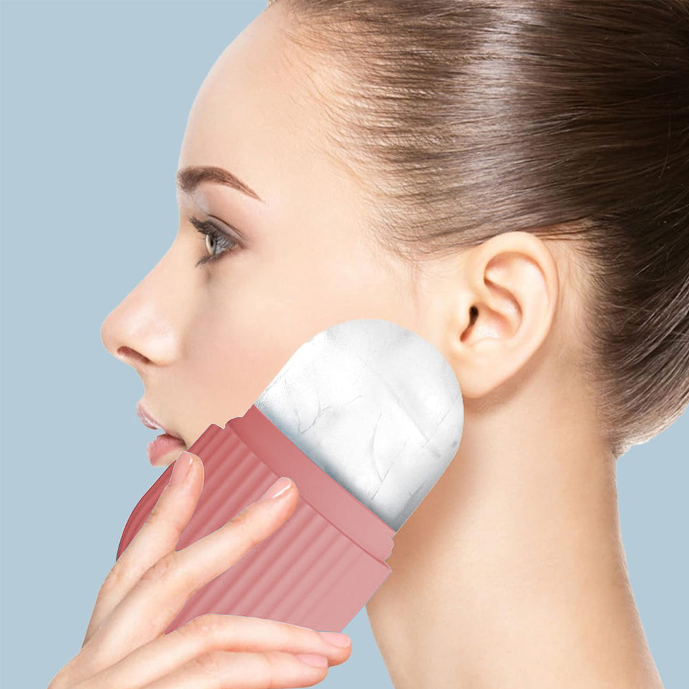 Reusable Ice Facial Roller Silicone Anti Wrinkle Face Massager Eye Facial Beauty Skin Care Tool Pink