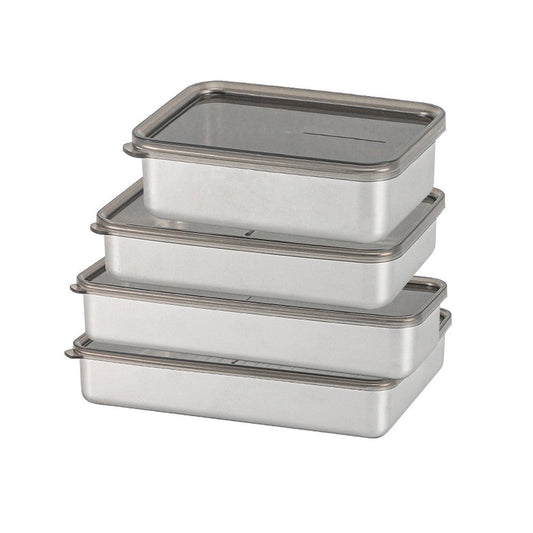 4-Piece Stainless Steel Food Storage Container Set for Refrigerator (with Lid)