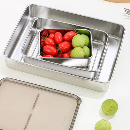 4-Piece Stainless Steel Food Storage Container Set for Refrigerator (with Lid)