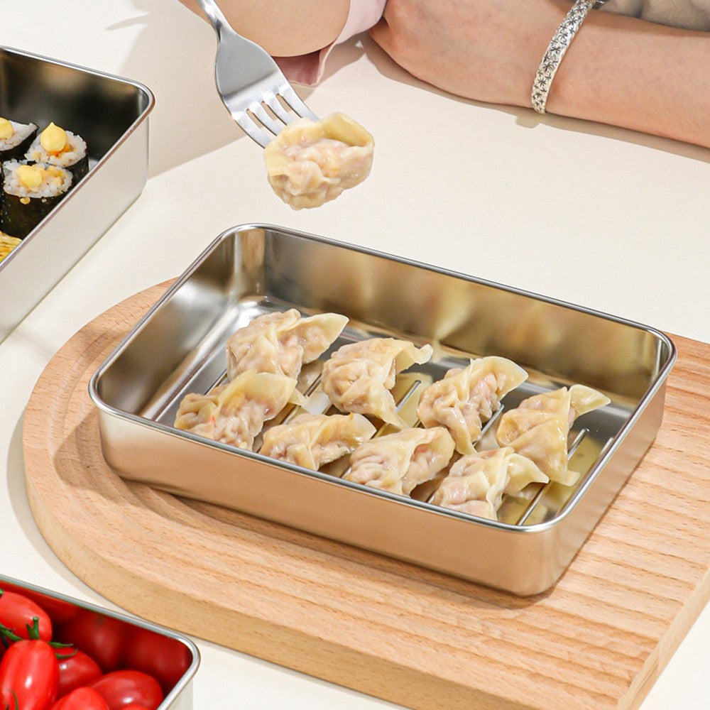 4-Piece Stainless Steel Food Storage Container Set for Refrigerator (with Lid)