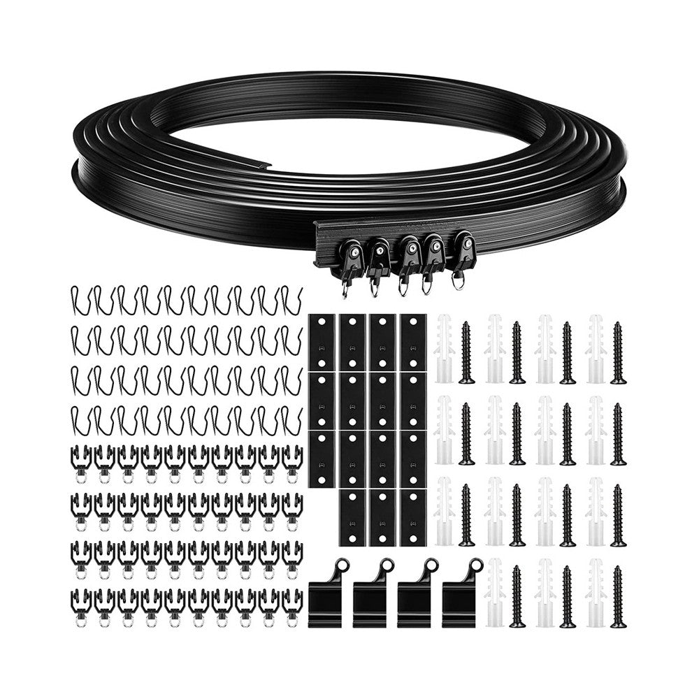 5M Bendable Flexible Window Curtain Track Rail Wall Ceiling Mount Black