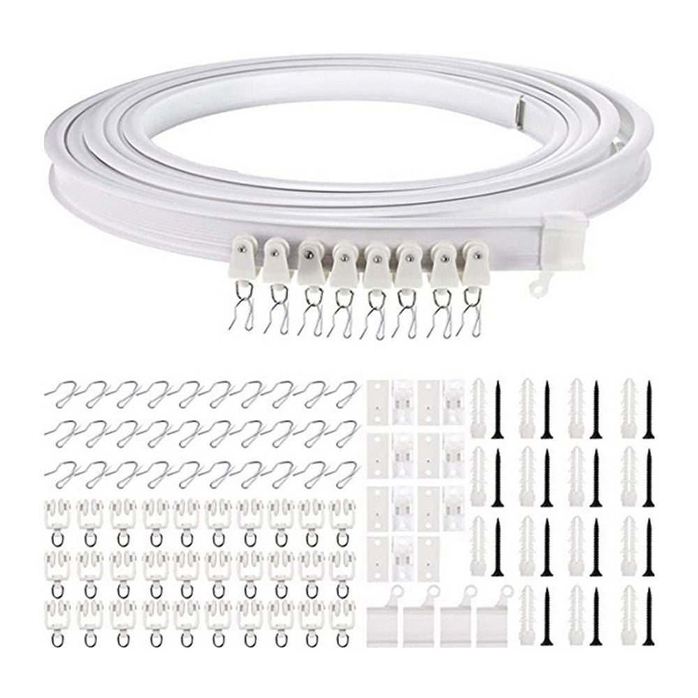 5M Bendable Flexible Window Curtain Track Rail Wall Ceiling Mount White