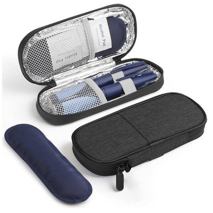 2Pcs Travel Insulin Cooler Bag Diabetic Medication Protective Case -Black&Purple