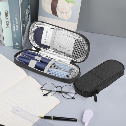 2Pcs Travel Insulin Cooler Bag Diabetic Medication Protective Case -Black&Purple